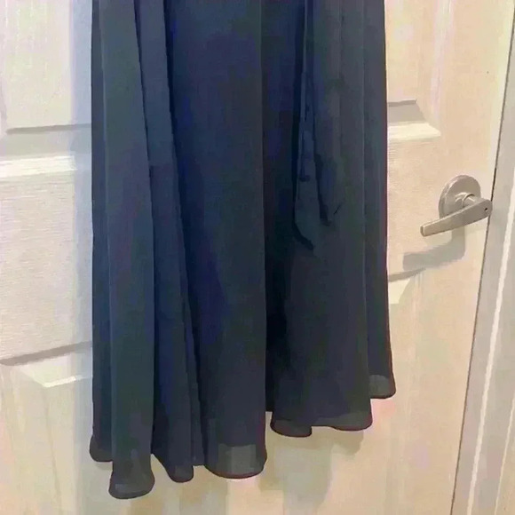 Nanette Lepore Navy Blue Tie Front Pintuck Flutter Sleeve with Slip Women Size 4 - Picture 9 of 11